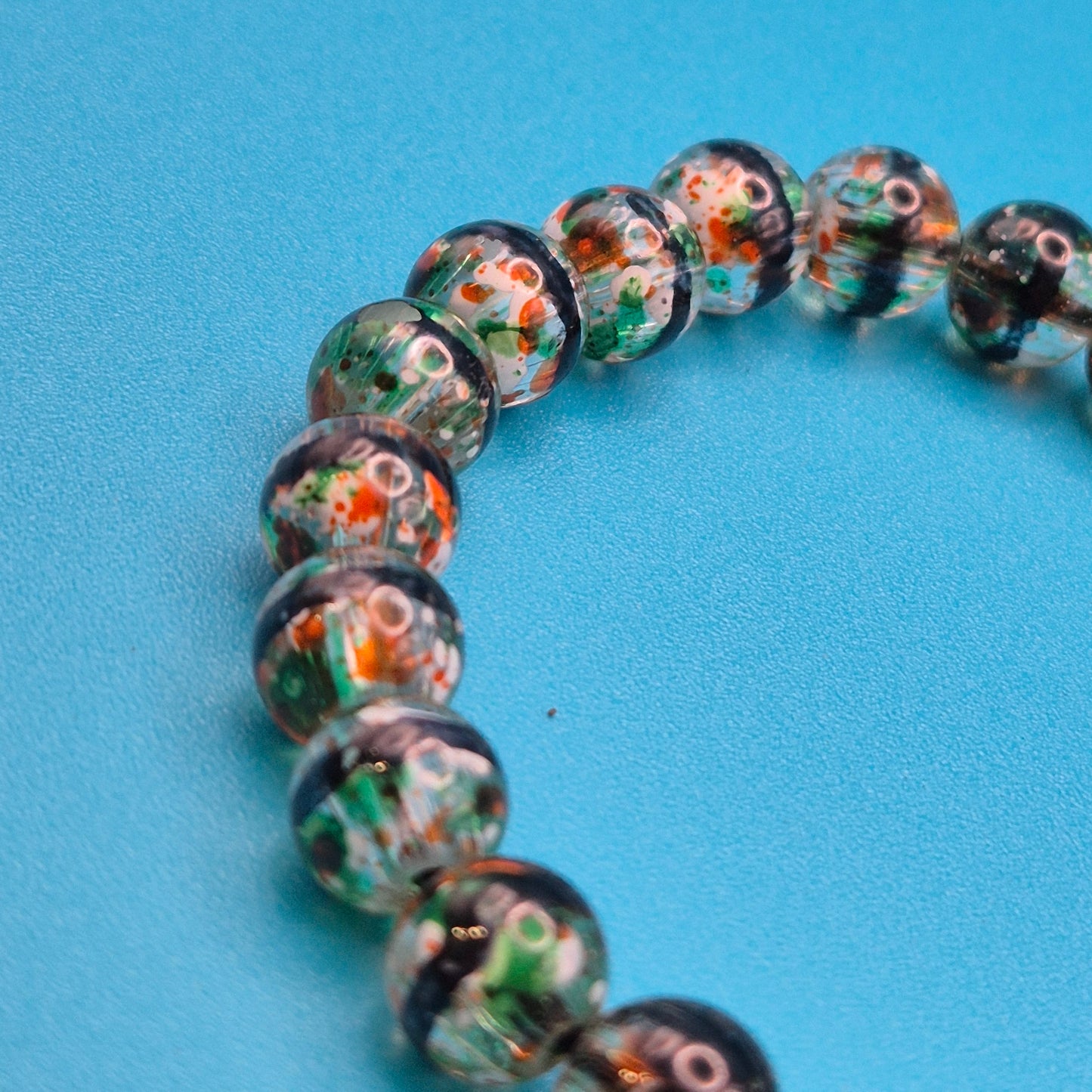 Vintage Glasperlen-Armband mit bunter Einlage und Kordelzug