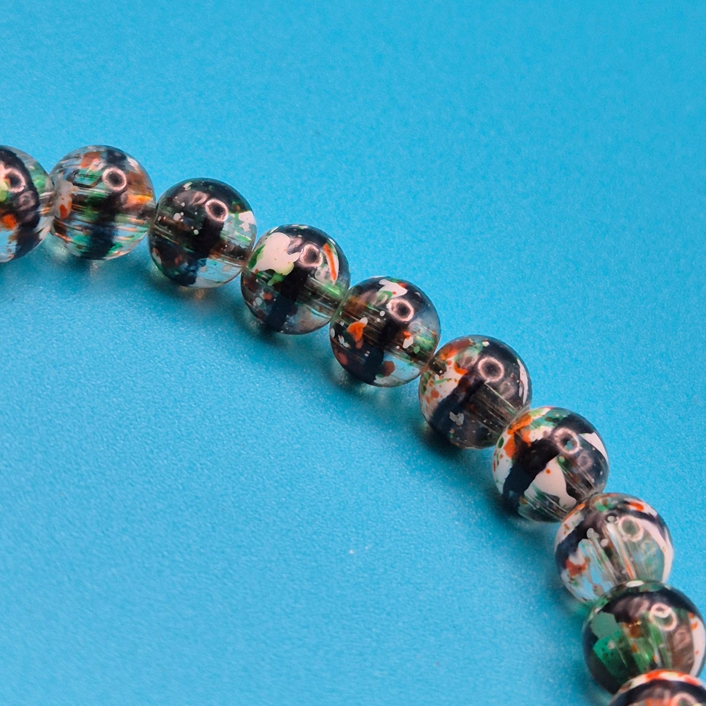 Vintage Glasperlen-Armband mit bunter Einlage und Kordelzug