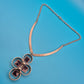 Mid-Century Statement Collier mit quadratischen Steinen und Metall-Elementen