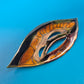 Vintage Emaille-Brosche in Blatt-Optik abstraktes Design Goldfarben
