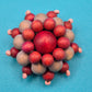 Vintage Holzperlen-Brosche Kugel-Design in Rot und Natur Tönen