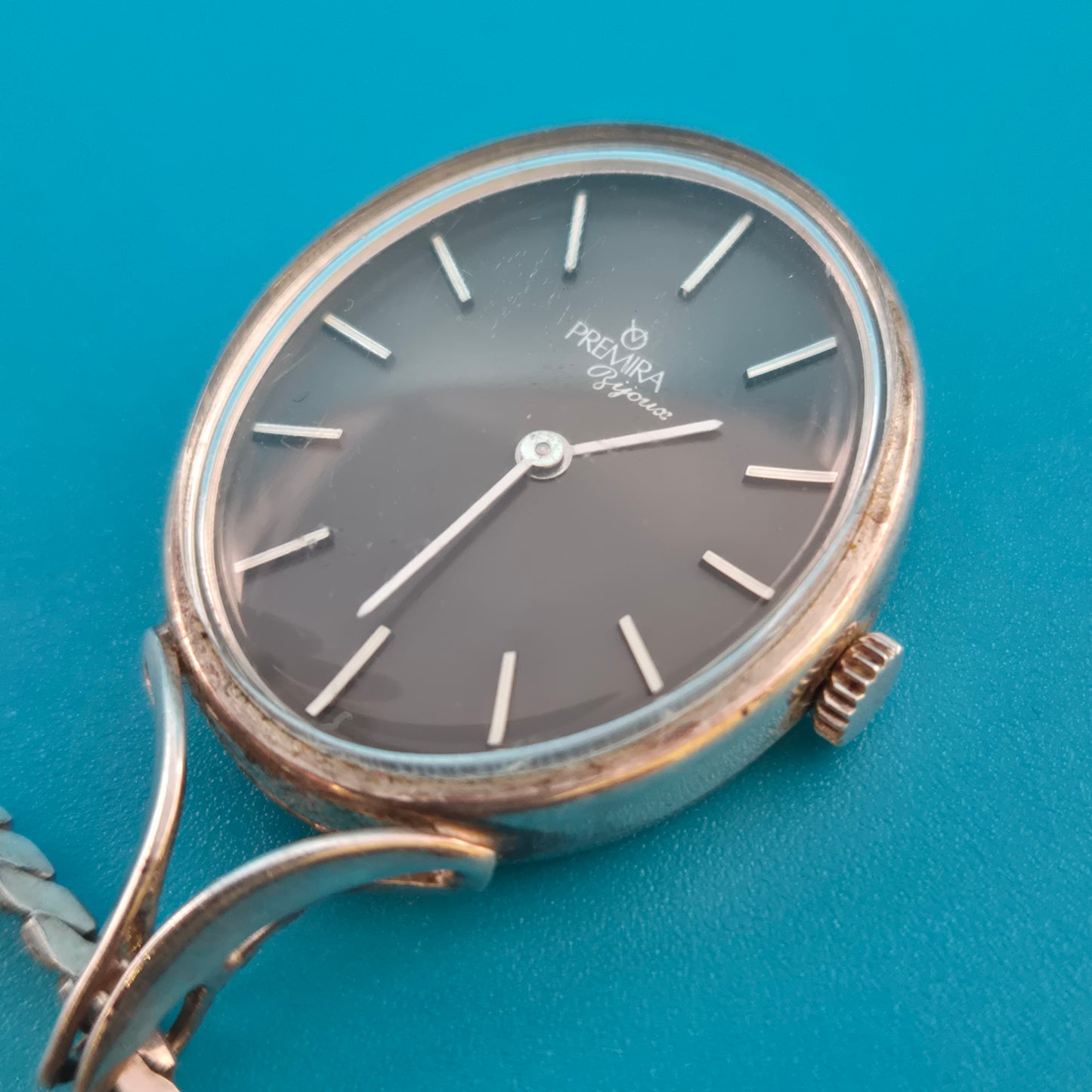 Elegante Vintage Premira Bijou Uhren-Halskette im ovalen Design