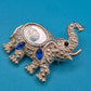 Vintage Elefanten-Brosche in Silber-Optik mit blauen Zirkonia-Akzenten