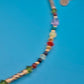 Bunte Vintage Perlenkette mit geschliffenen Kristallen und Gold-Finish