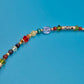 Bunte Vintage Perlenkette mit geschliffenen Kristallen und Gold-Finish