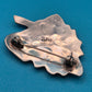 Vintage Abalone Perlmutt Brosche Blattform in Silberoptik