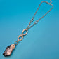 Vintage Kette mit anthrazitfarbenem Kristall-Anhänger in Silber-Optik