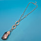 Vintage Kette mit anthrazitfarbenem Kristall-Anhänger in Silber-Optik