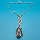 Vintage Kette mit anthrazitfarbenem Kristall-Anhänger in Silber-Optik