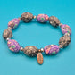 Vintage Loculi Armband lila Blumenmuster & Schwarz-Grau Mix mit Strass