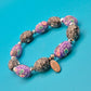 Vintage Loculi Armband lila Blumenmuster & Schwarz-Grau Mix mit Strass