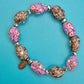 Vintage Loculi Armband lila Blumenmuster & Schwarz-Grau Mix mit Strass