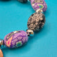 Vintage Loculi Armband lila Blumenmuster & Schwarz-Grau Mix mit Strass