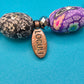 Vintage Loculi Armband lila Blumenmuster & Schwarz-Grau Mix mit Strass