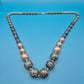 Vintage Statement-Kette mit marmorierten Kugeln in Bronze und Türkis