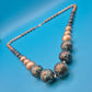 Vintage Statement-Kette mit marmorierten Kugeln in Bronze und Türkis