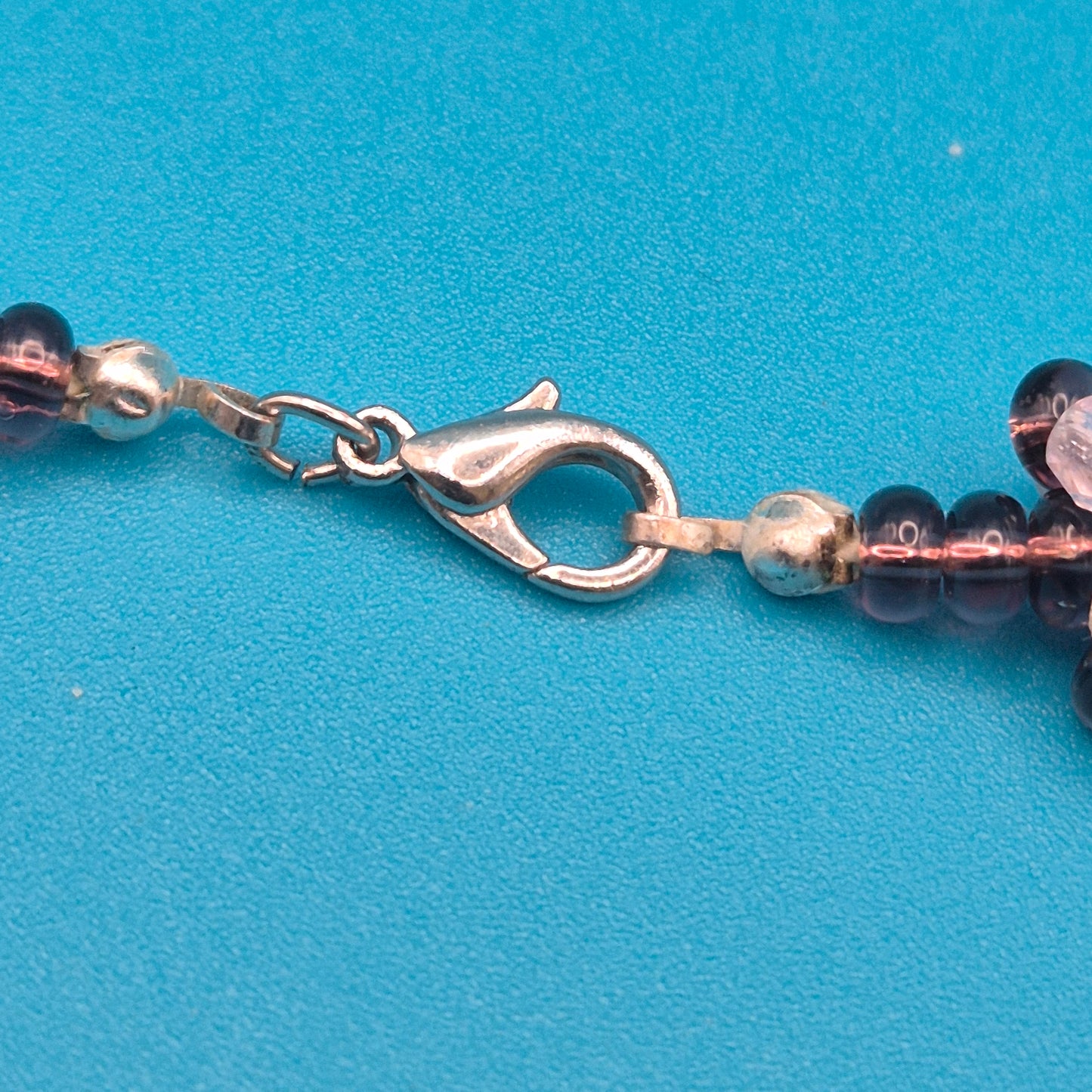 Vintage Glasperlenkette Spiral-Design Zartrosa & Violett
