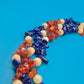 Elegante dreireihige Edelstein-Halskette mit Lapis Lazuli und Karneol