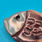Handgefertigte Keramik Brosche Fisch in Braun-Grün Vintage Design