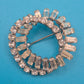 Vintage Kristall Brosche Rundes Design mit Baguette & Rundsteinen Silberfarben