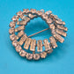Vintage Kristall Brosche Rundes Design mit Baguette & Rundsteinen Silberfarben