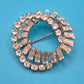 Vintage Kristall Brosche Rundes Design mit Baguette & Rundsteinen Silberfarben