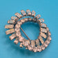 Vintage Kristall Brosche Rundes Design mit Baguette & Rundsteinen Silberfarben