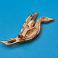 Elegante Vintage Brosche goldfarben Schwan im Flug Design