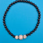 Elegantes Stretch-Armband mit schwarzen Perlen und Kristall-Akzenten
