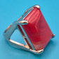 Vintage Statement Ring mit rotem, marmoriertem Cabochon-Stein