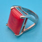 Vintage Statement Ring mit rotem, marmoriertem Cabochon-Stein