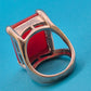 Vintage Statement Ring mit rotem, marmoriertem Cabochon-Stein