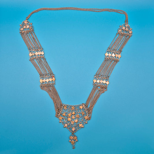 Vintage Silbernes Brust- oder Hüft-Kettencollier mit Sternenornamenten
