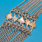 Vintage Silbernes Brust- oder Hüft-Kettencollier mit Sternenornamenten
