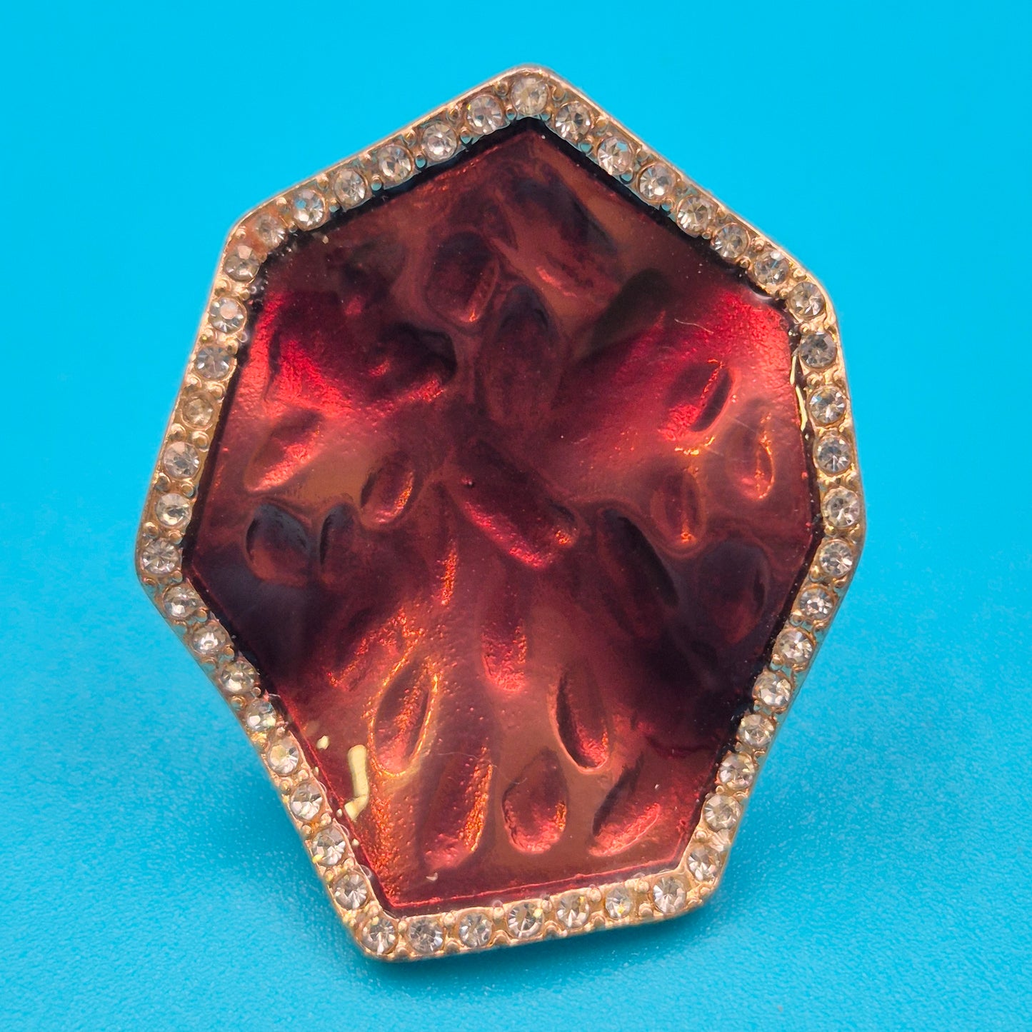Vintage Statement-Ring mit irisierendem Stein und Strass-Besatz