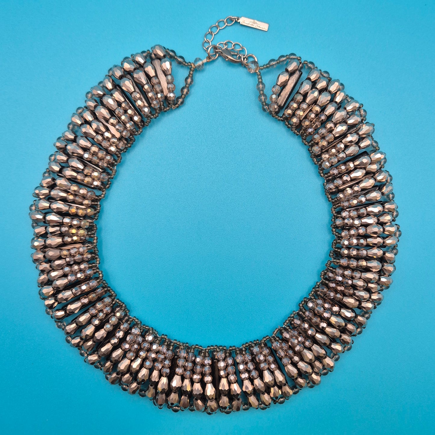 Vintage Statement Collier mit facettierten Glasperlen in Anthrazit