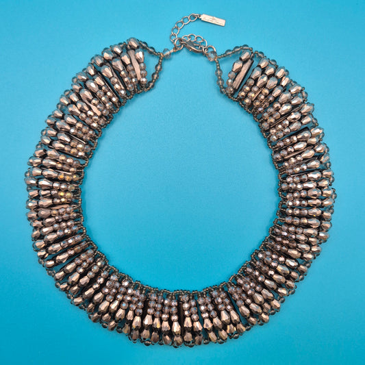 Vintage Statement Collier mit facettierten Glasperlen in Anthrazit