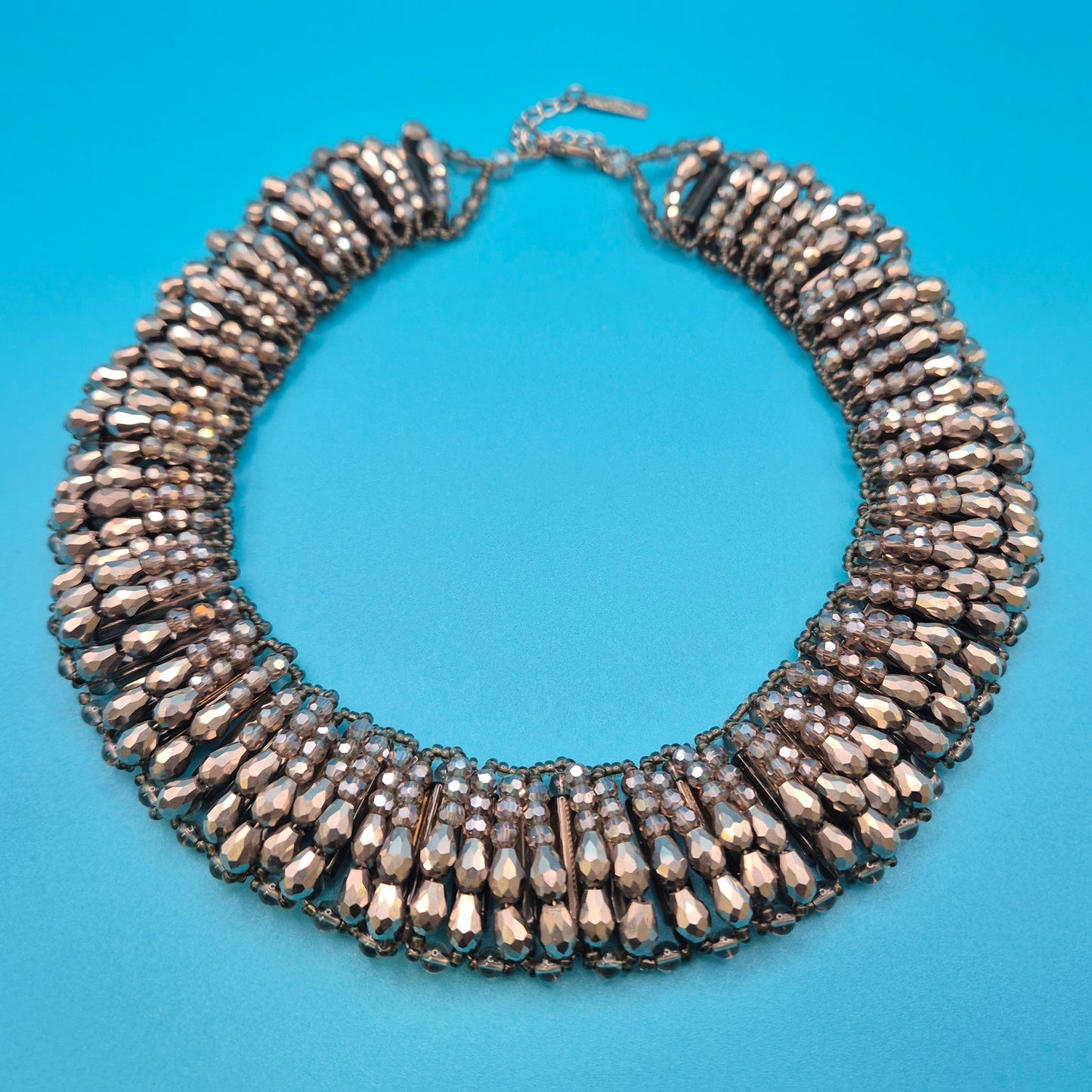 Vintage Statement Collier mit facettierten Glasperlen in Anthrazit