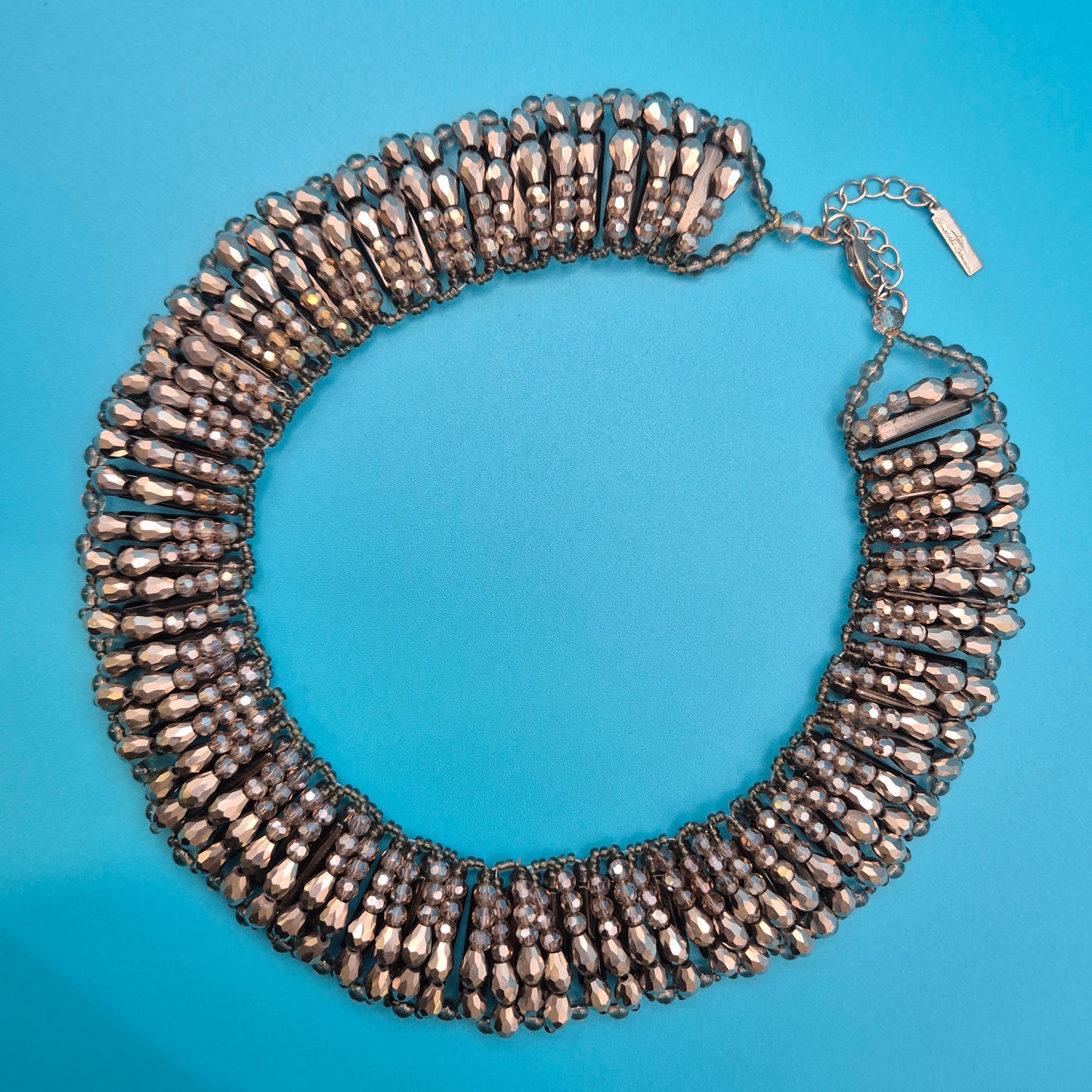 Vintage Statement Collier mit facettierten Glasperlen in Anthrazit