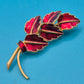 Vintage Emaille-Brosche in Blatt-Optik mit Gold-Finish