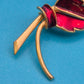 Vintage Emaille-Brosche in Blatt-Optik mit Gold-Finish