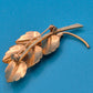 Vintage Emaille-Brosche in Blatt-Optik mit Gold-Finish
