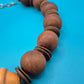 Vintage Statement-Kette Holzperlen mit zentralem Riffel-Element Boho Chic