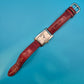 Elegante TCM Armbanduhr in rechteckiger Form mit weinrotem Lederarmband