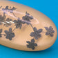 Vintage Brosche Bernsteinoptik mit gepressten Blumen Einschlüssen