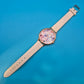 Vintage LVPAI Damen-Armbanduhr mit florales Zifferblatt und weißem Lederband