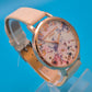 Vintage LVPAI Damen-Armbanduhr mit florales Zifferblatt und weißem Lederband