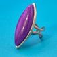 Vintage Statement-Ring Marquise Violett Cabochon Silberfarben