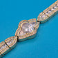 Vintage Armband Goldfarben mit Zirkonia Besatz und ovalem Mittelstein