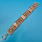 Vintage Armband gewebt mit Glasperlen und Knebelverschluss in Braun-Gold